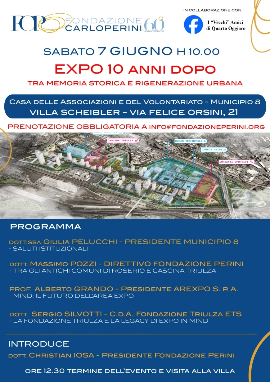 EXPO 10 anni dopo – Conferenza a Villa Scheibler sul futuro dell’area Expo