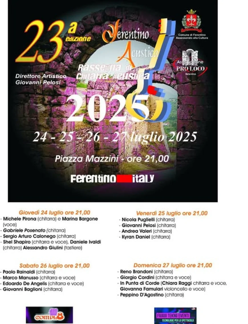 Ferentino Acustica 2025: De Angelis e nuovi inediti