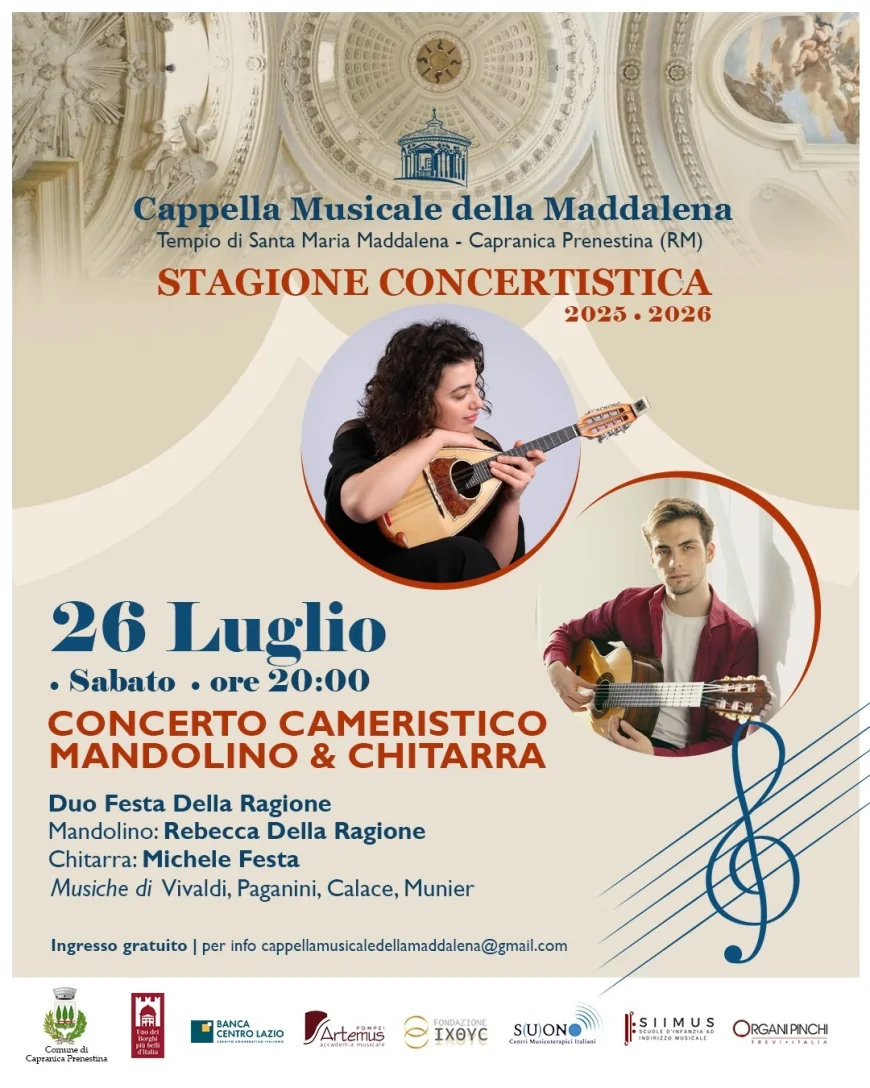Concerto Cameristico a Capranica Prenestina il 26 luglio 2025