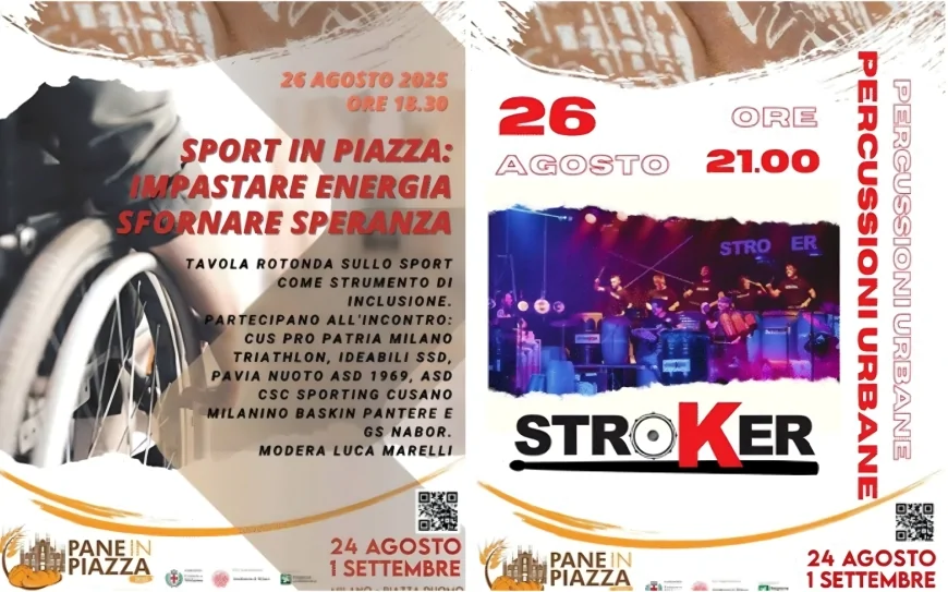 Pane in Piazza 2025 Milano, 26 agosto: Edoardo Raspelli, sport inclusivo e musica con gli Stroker