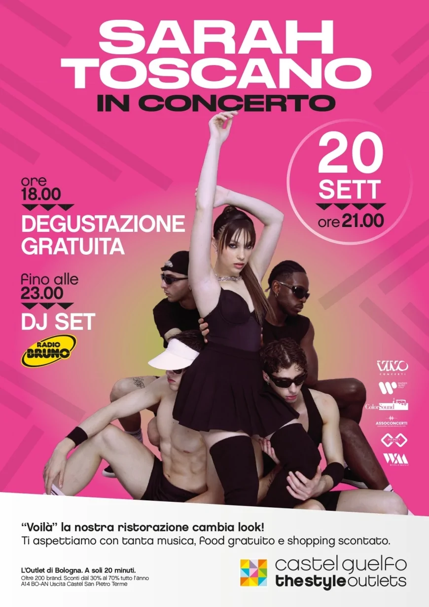 Sarah Toscano live a Castel Guelfo: musica e festa per la nuova Food Court