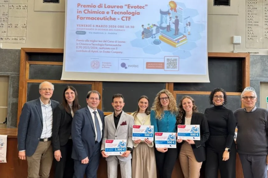 A Padova la terza edizione Premio Evotec: premiata la tesi di Elia Moretton per la sua innovazione in campo farmaceutico