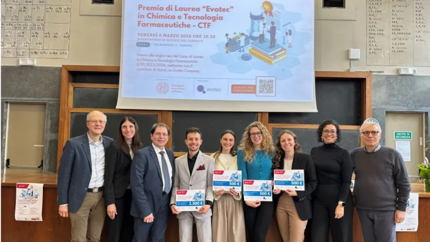 A Padova la terza edizione Premio Evotec: premiata la tesi di Elia Moretton per la sua innovazione in campo farmaceutico