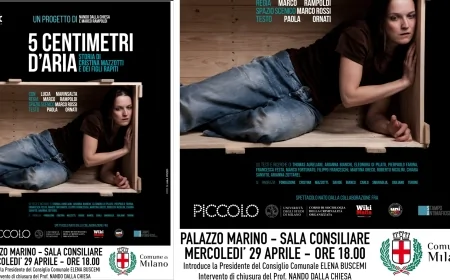 Milano: il 29 aprile a Palazzo Marino il tema della criminalità organizzata in Lombardia con lo spettacolo "5 centimetri d'aria"